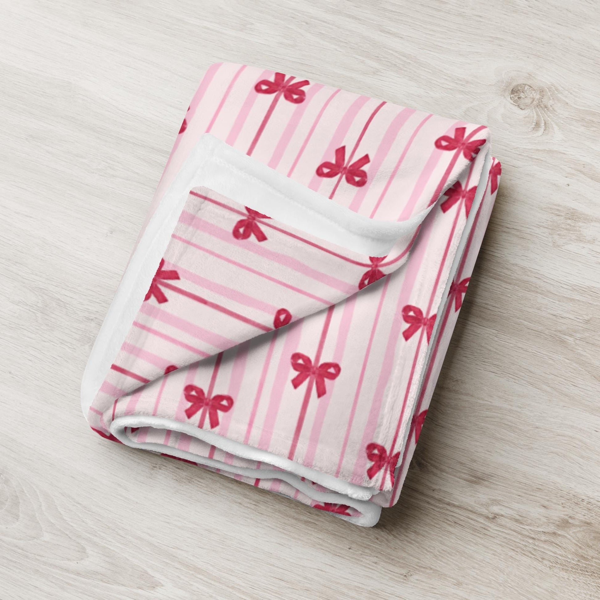 Red Bow Stripe Blanket, girl baby shower gift, boy mother gift, cottagecore girlfriend gift, gift for her, best grandma, beach house throw