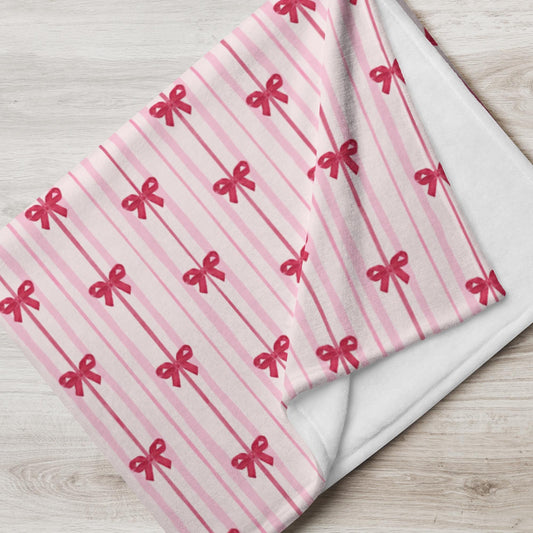 Red bow stripe blanket