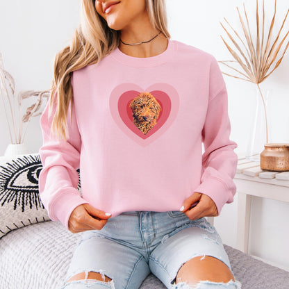 Love Red Golden Doodle Shirt, Valentine doodle mom gift, pet mom sweatshirt, gift for her, best friend birthday gift, red doodle gift