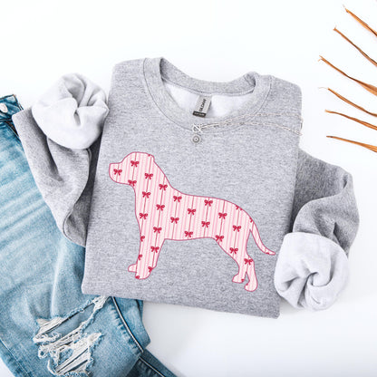 Red Bow Stripes Pitbull Shirt, pitbull gift, pitty mama sweatshirt, puppy mom sweater, gift for dog owner, pitbull breeder, pitbull grandma