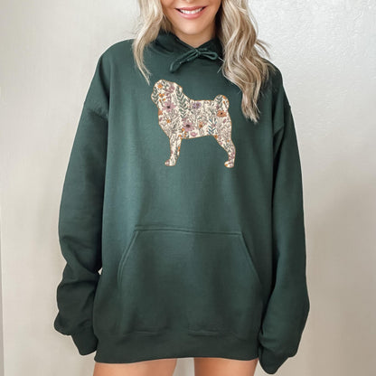 Wildflower pug hoodie