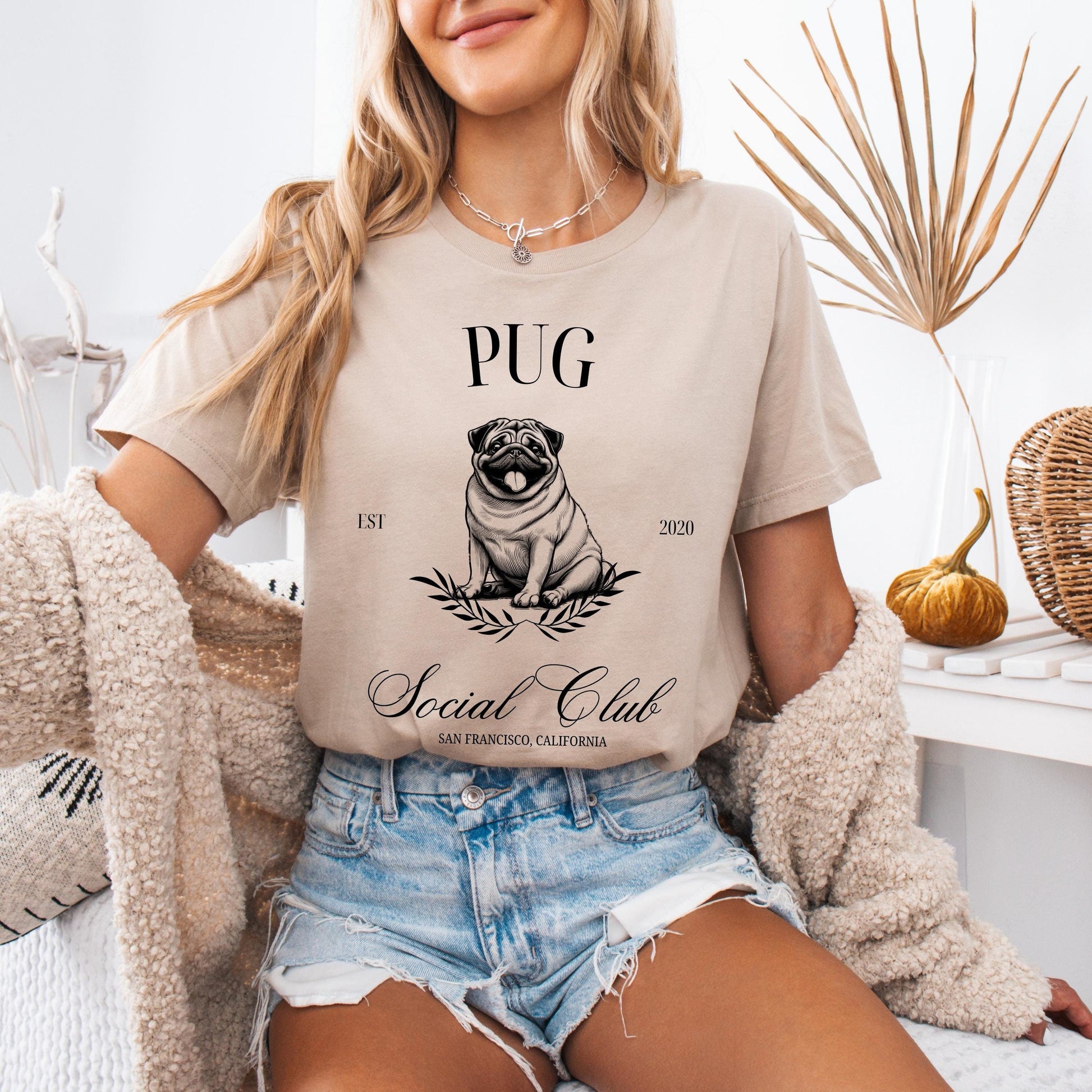 Custom Pug social club shirt for pug mom gift
