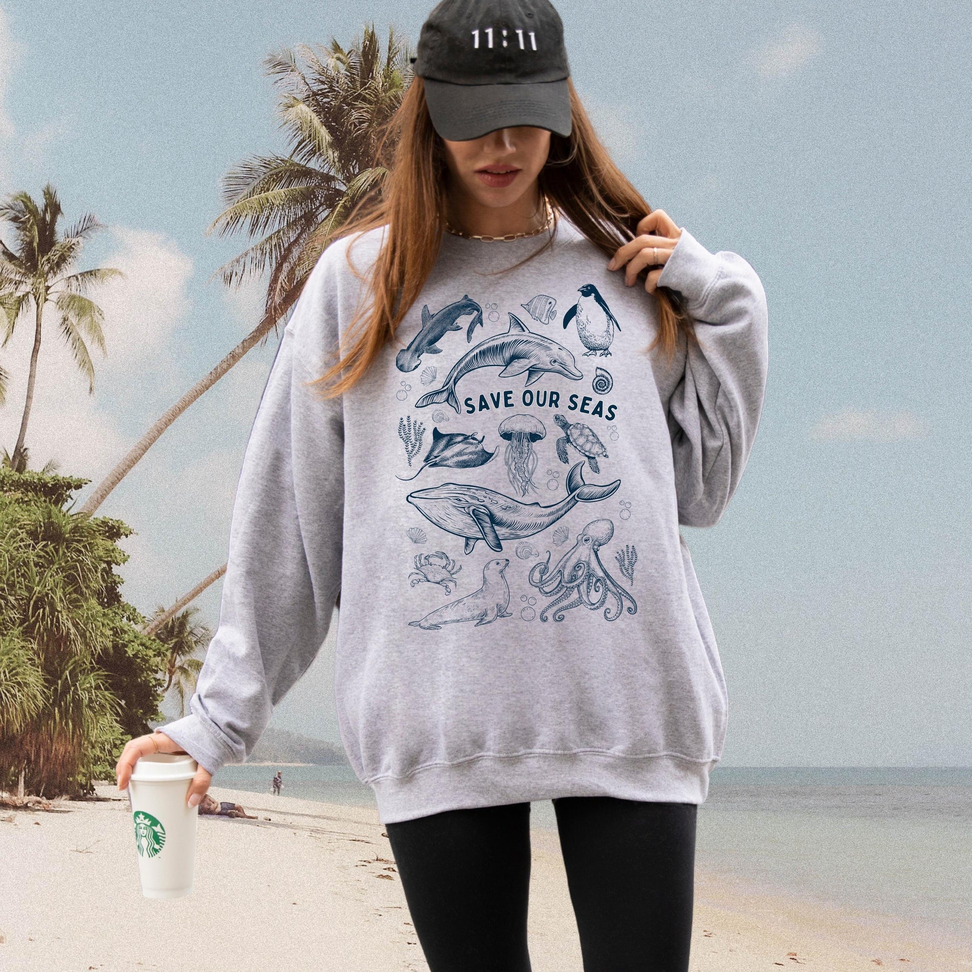 Save Our Seas Shirt, orca sweatshirt, whale gift, beach bum crewneck, ocean style tee, sea animal shirt, college girl gift, ocean therapy
