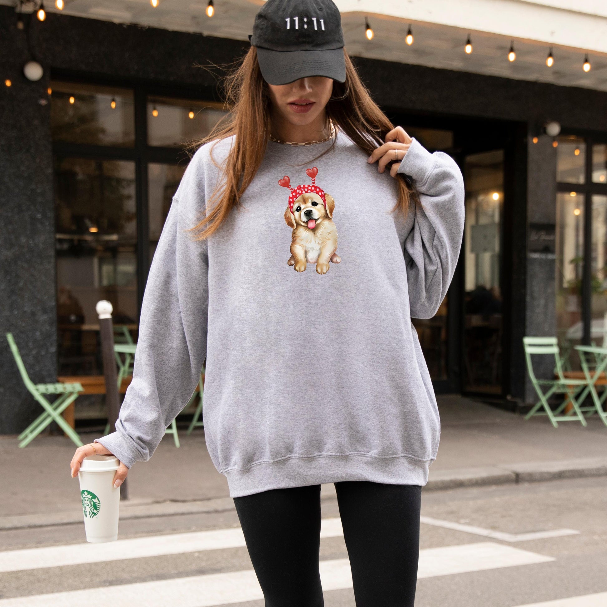 Golden Retriever Puppy Valentine Sweatshirt, golden dog gift, girlfriend vday gift, golden mama shirt, puppy mom sweater, puppy shower gift