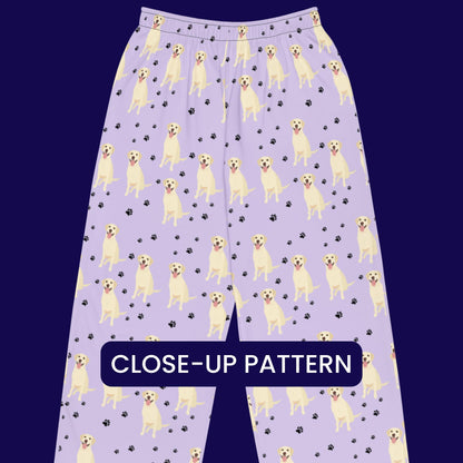 Yellow Labrador Pajama Pants, unisex pants, labrador gift, labrador mom sweatpant, labrador dad gift, lab Easter gift for her, wide leg pant