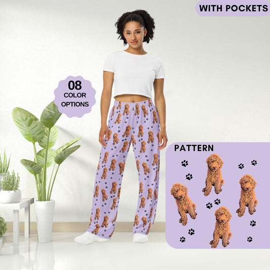 Paws Red Doodle Pajama Pants, goldendoodle gift, dog pjs, dog pajama, labradoodle sweatpants, gift for her, girl athleisure pants