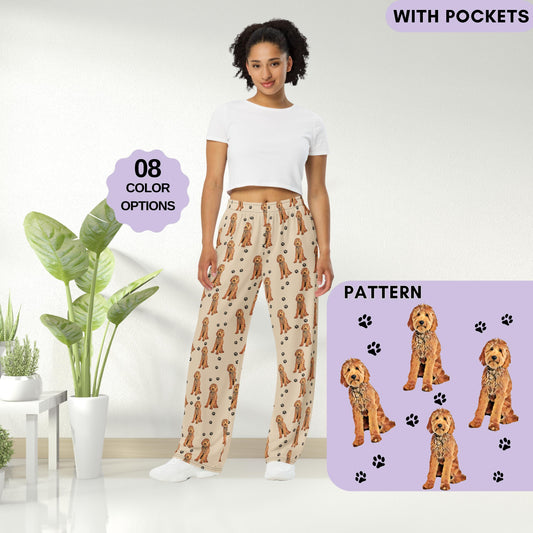 Goldendoodle pajama pants, wide leg pants, dog pajama pants, Labradoodle sweatpants, Golden doodle gifts, i love doodles, doodle mom gift