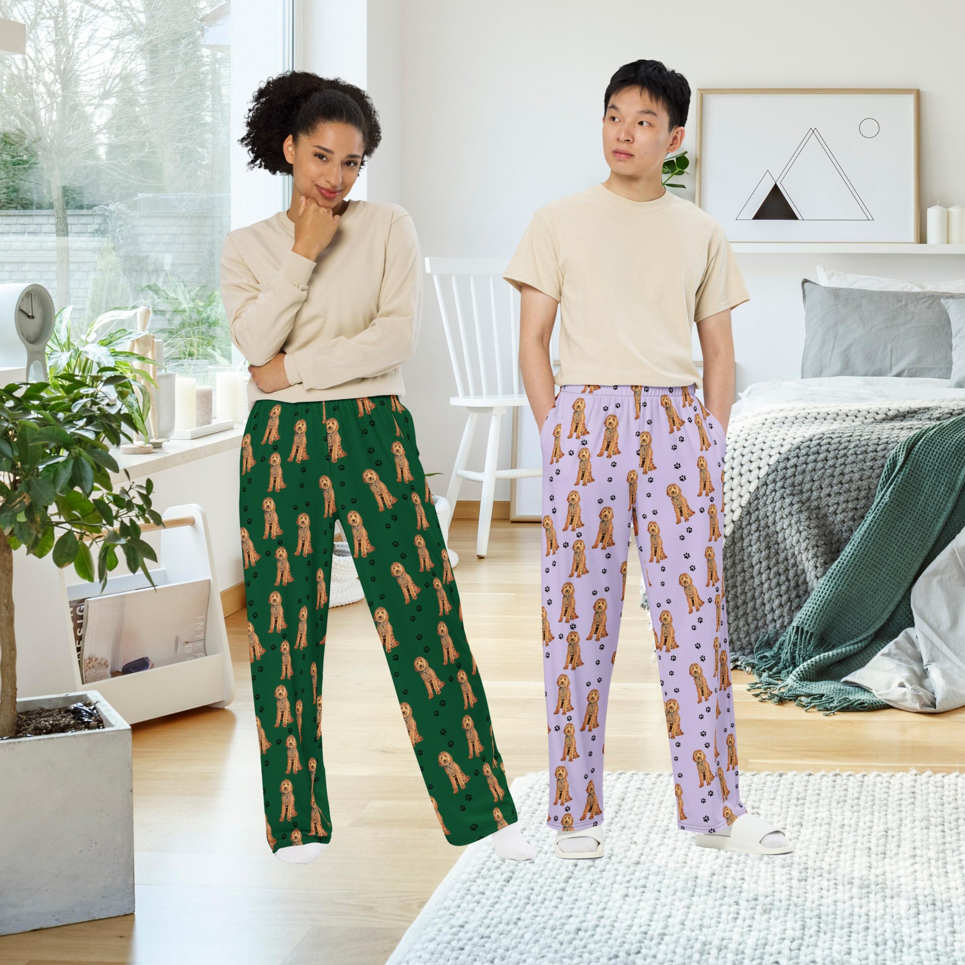 Goldendoodle pajama pants, wide leg pants, dog pajama pants, Labradoodle sweatpants, Golden doodle gifts, i love doodles, doodle mom gift
