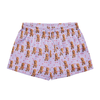 Red Golden Doodle Pajama Shorts for Women, doodle gift, dog mom pjs, dog mother, Easter gift for her, loungewear, sleepwear doodle pupy gift