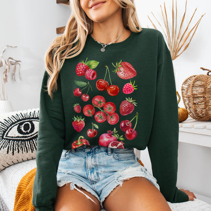 Farm Fresh Produce Strawberry Cherry Raspberry Tomatoe Pomegranate Red Bell Pepper Shirt, veggie shirt, cutecore aesthetic festival shirt