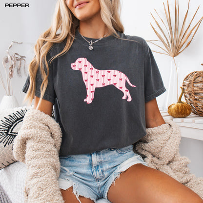 Red Bow Stripes Pitbull Shirt, pitbull gift, pitty mama sweatshirt, puppy mom sweater, gift for dog owner, pitbull breeder, pitbull grandma