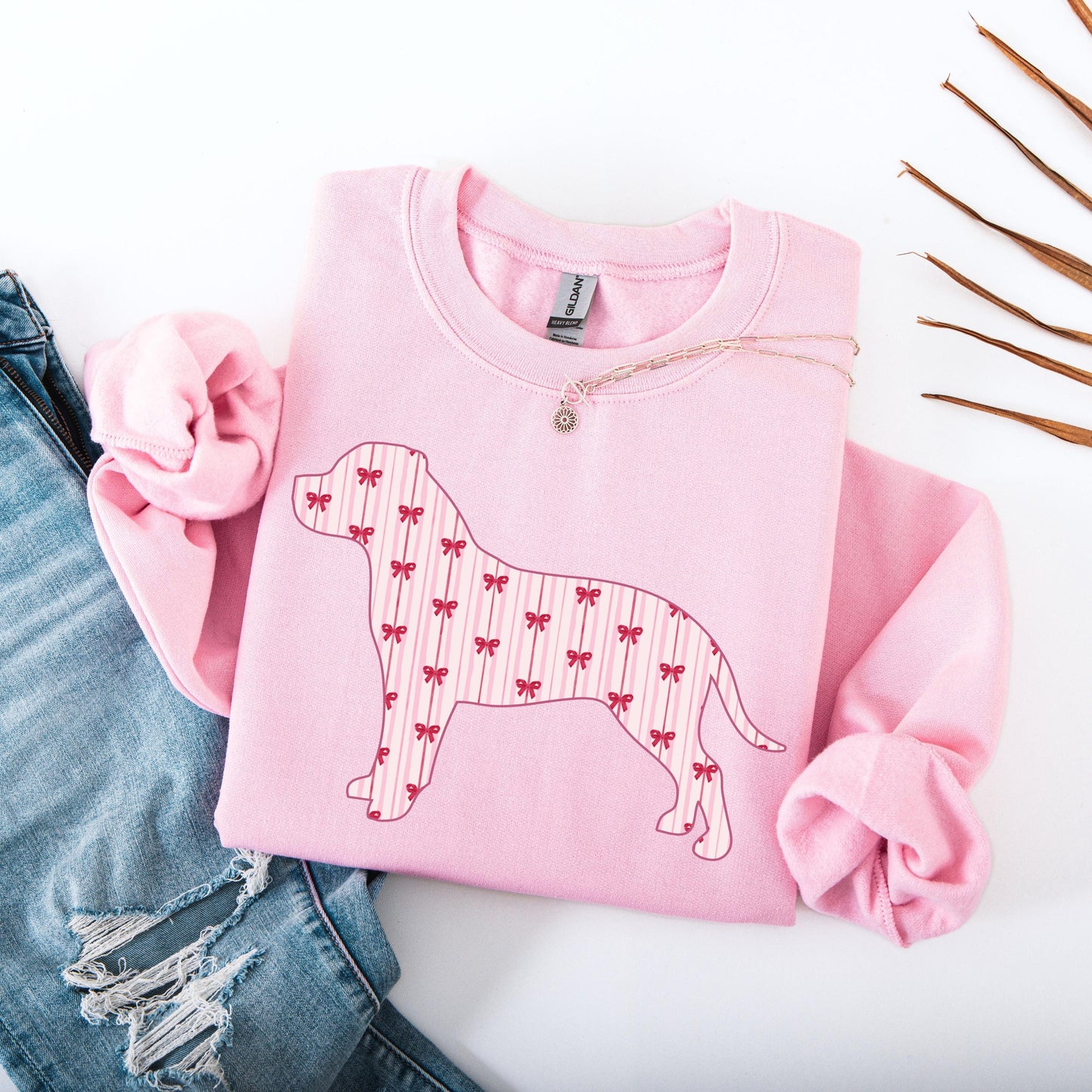 Red bow stripes Pitbull shirt