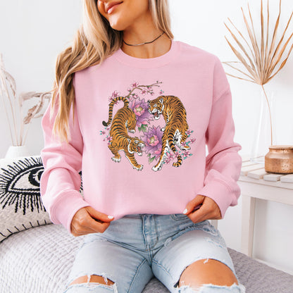 Floral Tiger Sakura Shirt, y2k summer gift for her, retro sakura shirt, japanese tee, cutecore aesthetic, tiger gifts for best friend