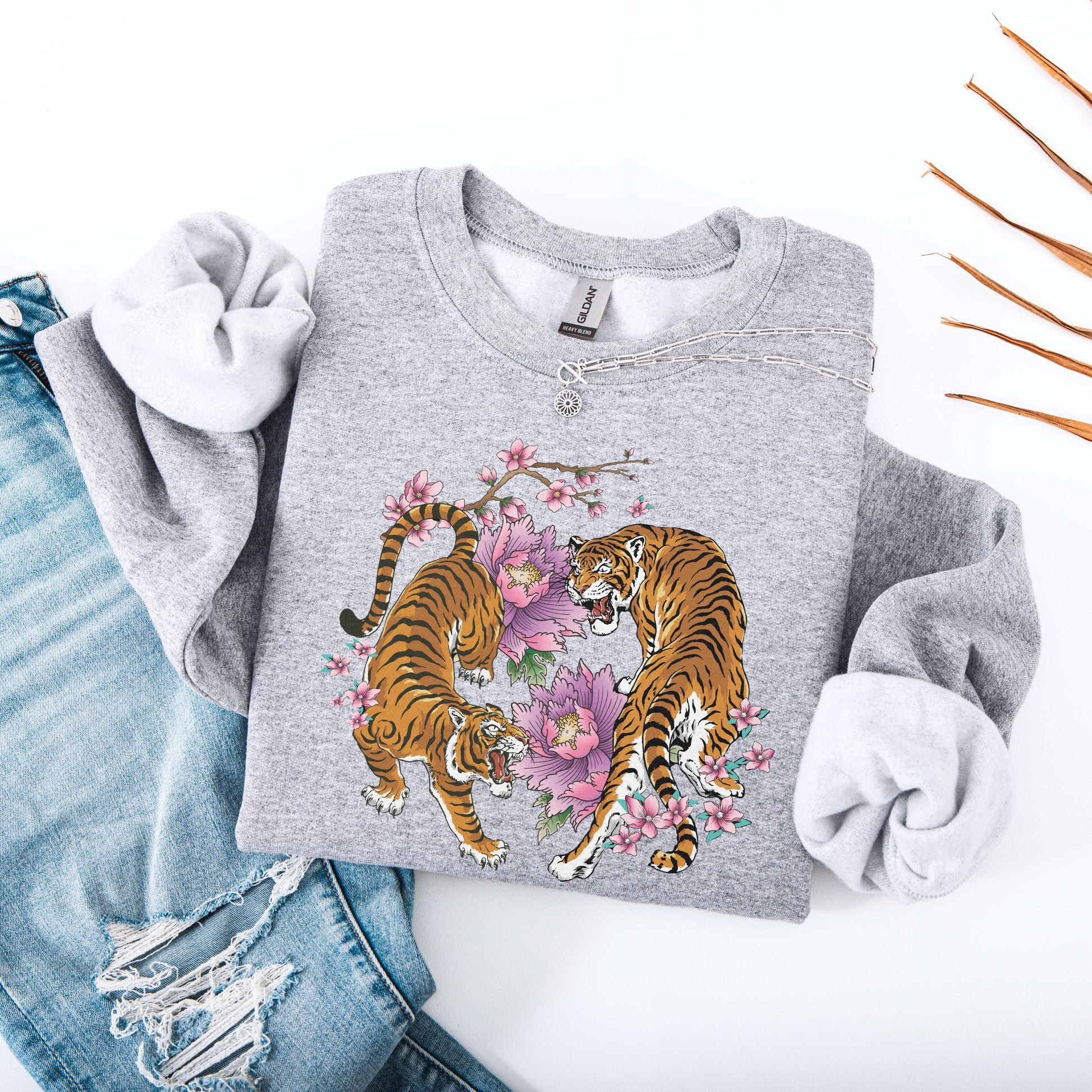 Floral Tiger Sakura Shirt, y2k summer gift for her, retro sakura shirt, japanese tee, cutecore aesthetic, tiger gifts for best friend