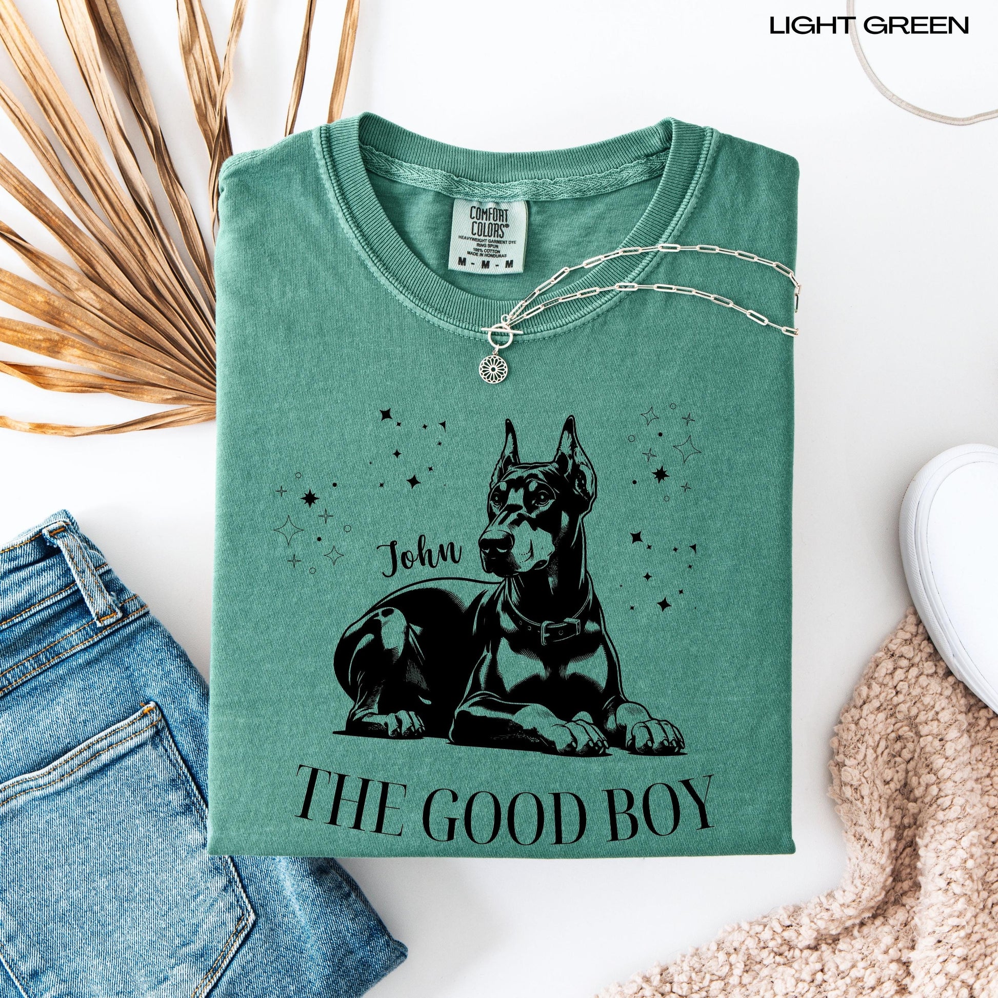 Personalized Good Boy Doberman Shirt, black and tan doberman gift, sister birthday gift, doberman dog hoodie, dobbie mom shirt