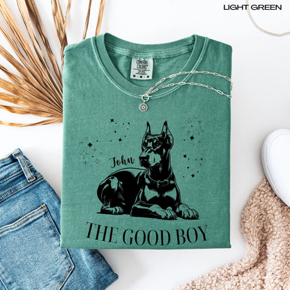Personalized Good Boy Doberman Shirt, black and tan doberman gift, sister birthday gift, doberman dog hoodie, dobbie mom shirt