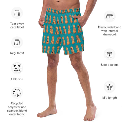 Golden doodle Mens swim trunks, doodle dad gift, Goldendoodle gifts, Labradoodle, funny husband gift, recycled swim shorts, summer swimwear