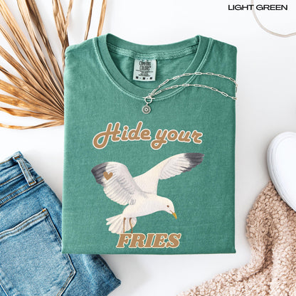 Seagull Hide Your Fries Shirt, united kingdom hoodie, retro cutecore aesth, beach bum sweatshirt, Scottsdale tee, sea animal, college gift