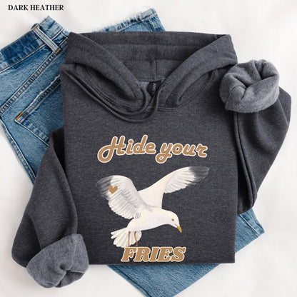 Seagull Hide Your Fries Shirt, united kingdom hoodie, retro cutecore aesth, beach bum sweatshirt, Scottsdale tee, sea animal, college gift