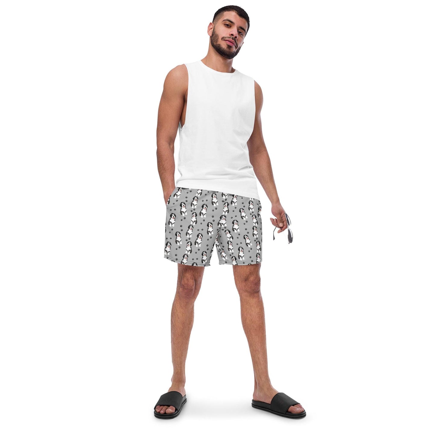 Bernedoodle dad gift, summer swim shorts for men, y2k swim trunks, boyfriend swimshort, husband gift, summer gift for him, bernedoodle gift