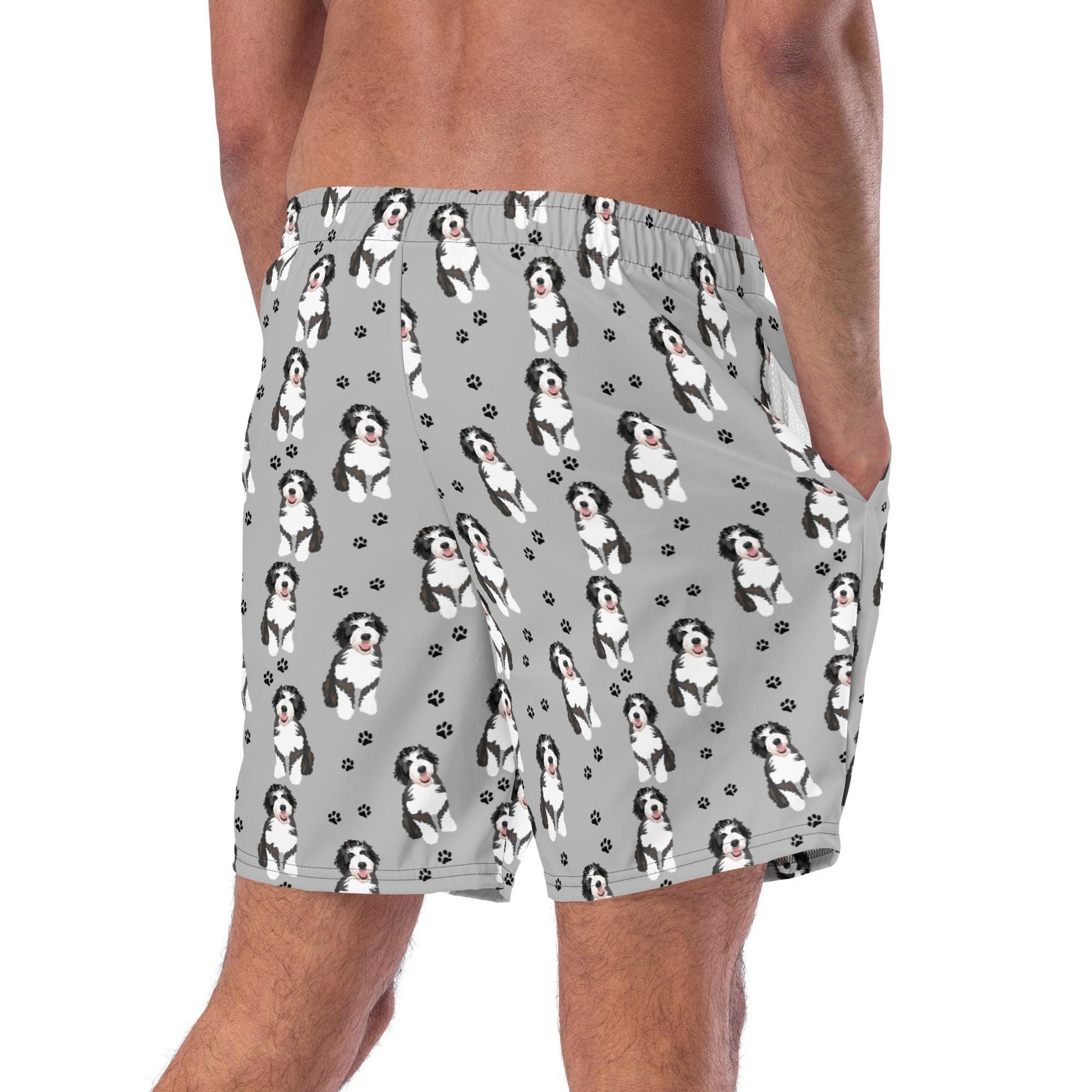 Bernedoodle dad gift, summer swim shorts for men, y2k swim trunks, boyfriend swimshort, husband gift, summer gift for him, bernedoodle gift