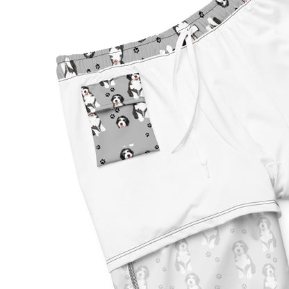 Bernedoodle dad gift, summer swim shorts for men, y2k swim trunks, boyfriend swimshort, husband gift, summer gift for him, bernedoodle gift