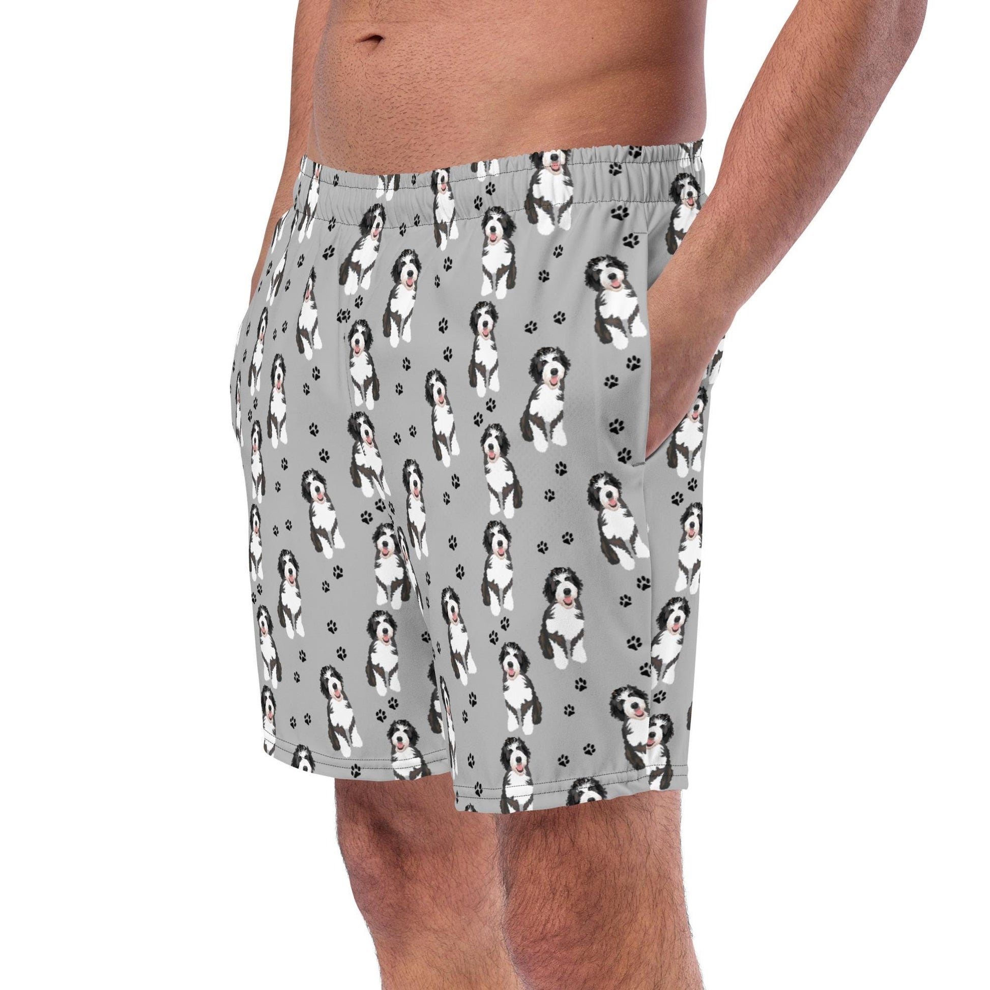 Bernedoodle dad gift, summer swim shorts for men, y2k swim trunks, boyfriend swimshort, husband gift, summer gift for him, bernedoodle gift