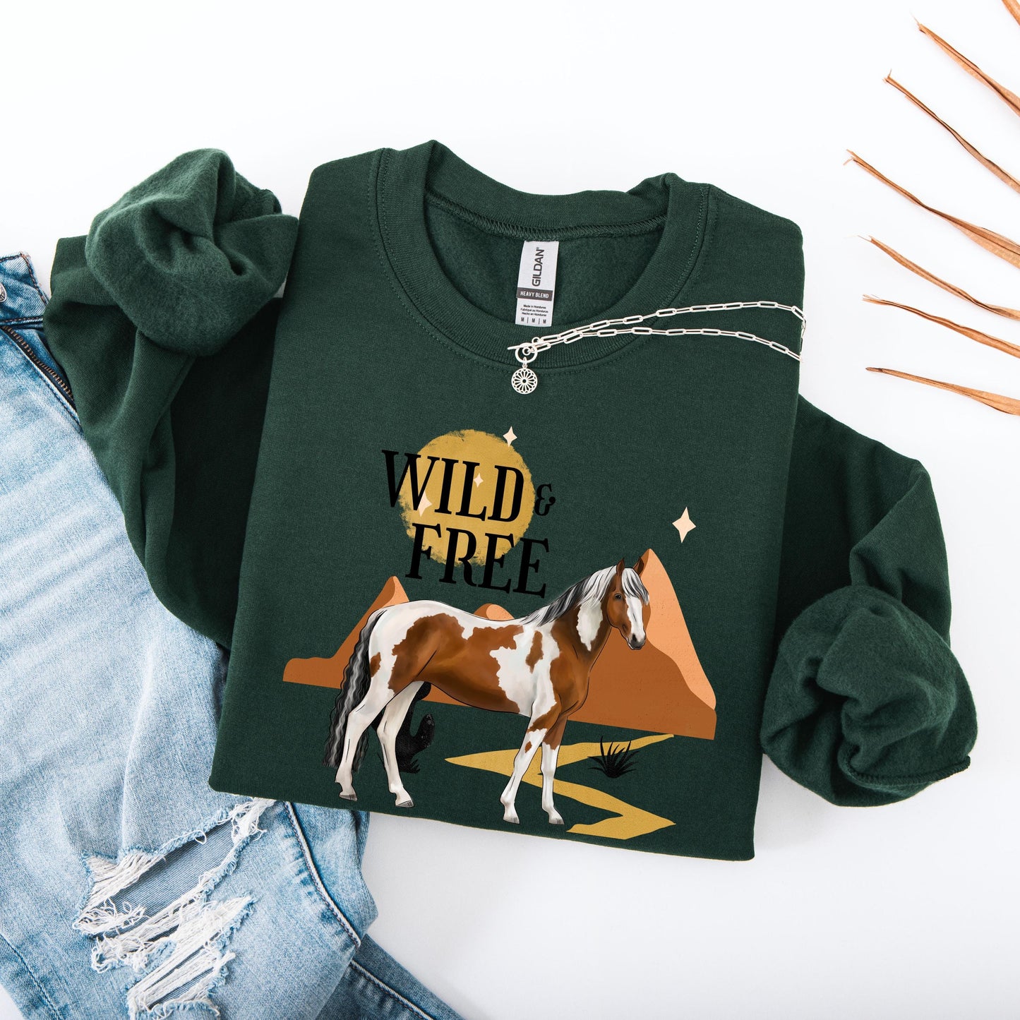 Wild and Free Horse Western Shirt, cowboy core, retro horse lover sweater, cowgirl gifts, desert graphic, summer gift for her, hippie boho