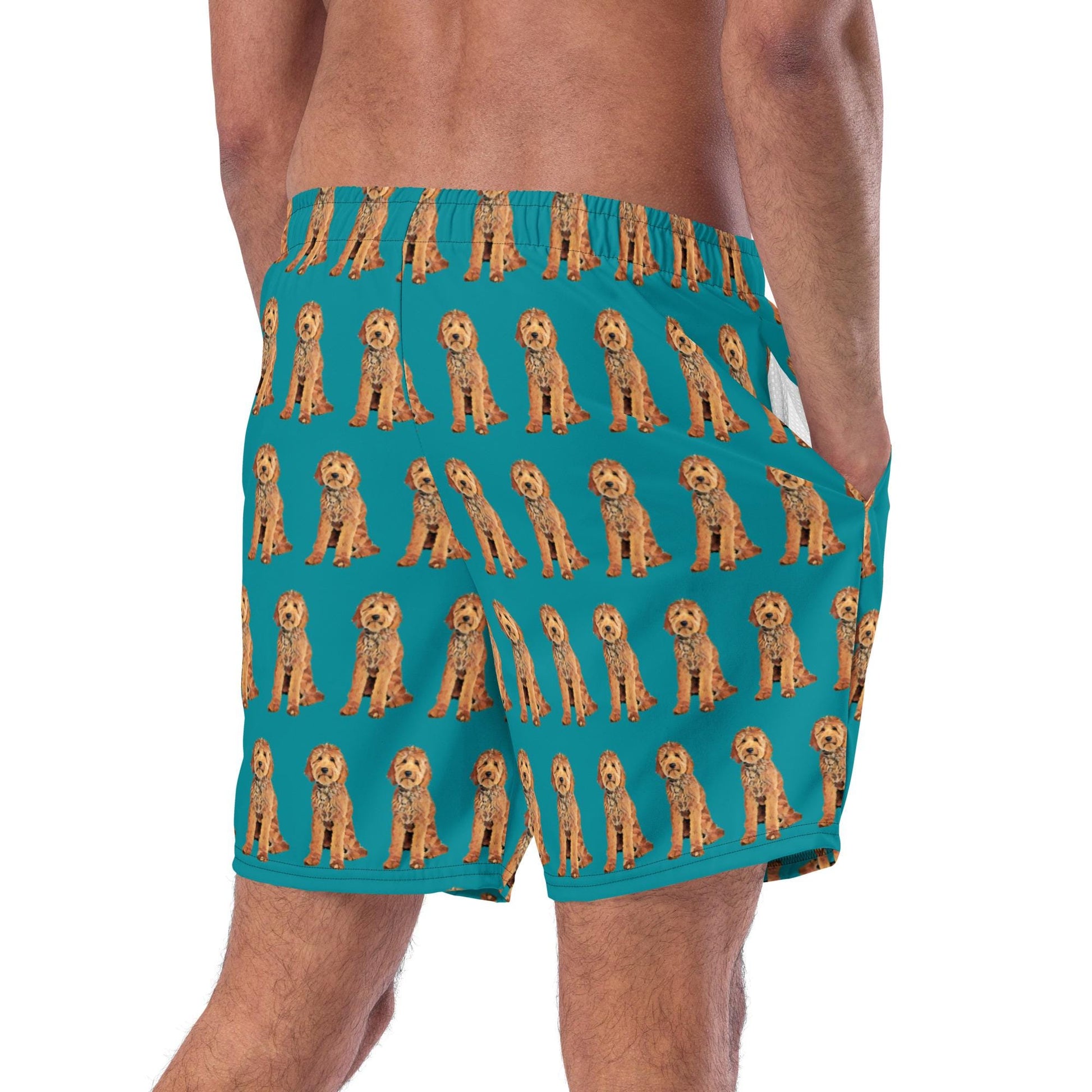 Golden doodle Mens swim trunks, doodle dad gift, Goldendoodle gifts, Labradoodle, funny husband gift, recycled swim shorts, summer swimwear