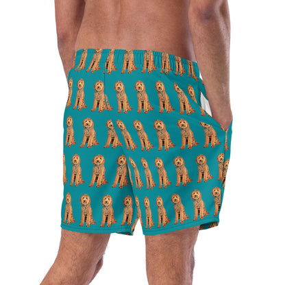 Golden doodle Mens swim trunks, doodle dad gift, Goldendoodle gifts, Labradoodle, funny husband gift, recycled swim shorts, summer swimwear