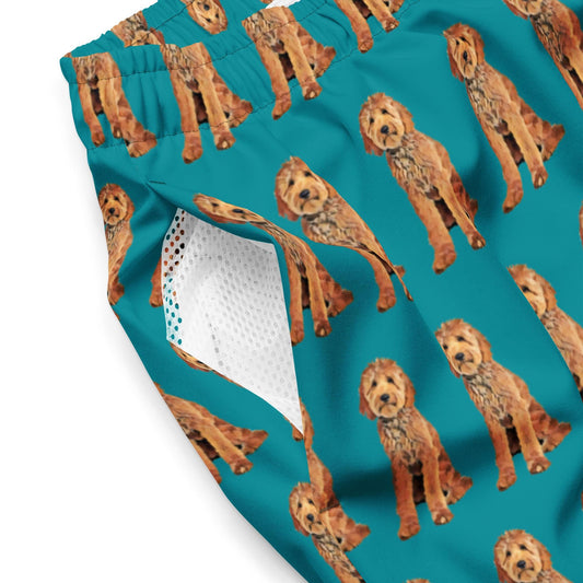 Golden doodle Mens swim trunks, doodle dad gift, Goldendoodle gifts, Labradoodle, funny husband gift, recycled swim shorts, summer swimwear