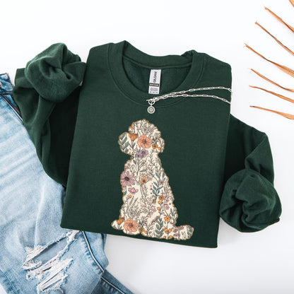Floral wildflower Golden Doodle dog sweatshirt
