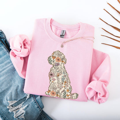 Floral Wildflower Golden Doodle Dog Shirt, doodle mom gift, dog mama sweatshirt, summer gift for her, doodle breeder, cutecore, grandma gift