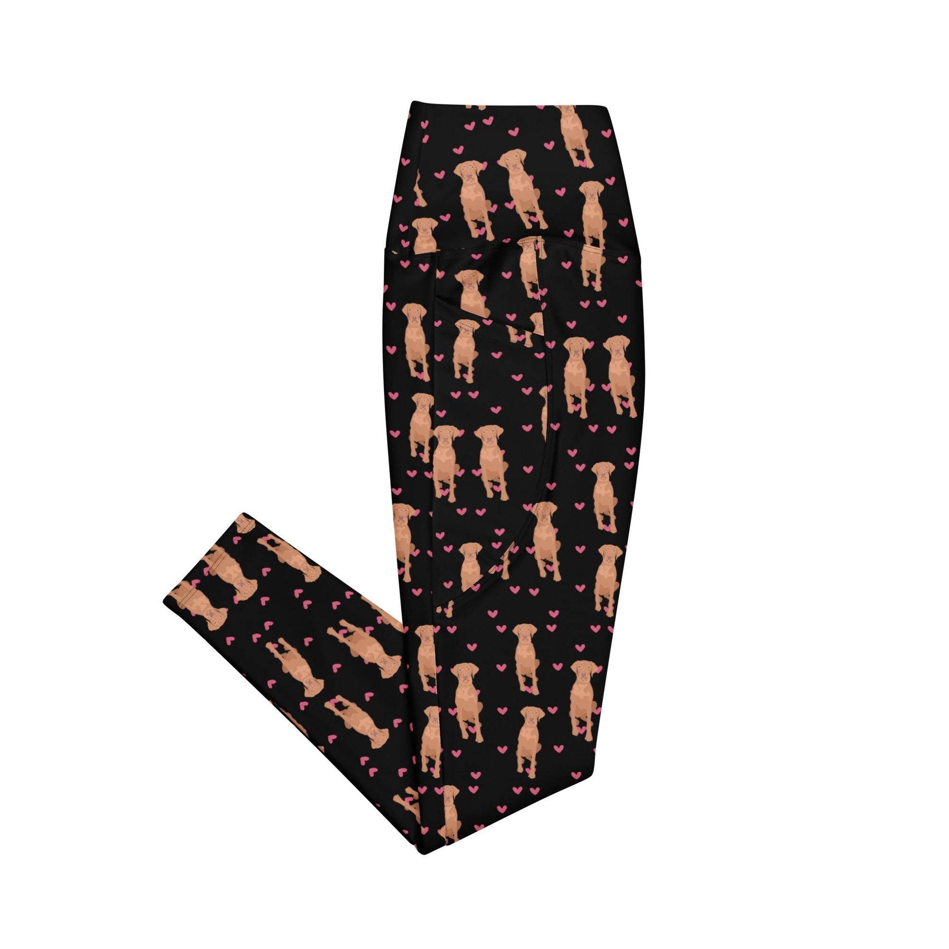 Hearts Vizsla Leggings With Pockets | Inclusive Sizing 2XS To 6XL | Vizsla Mom Gifts
