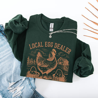 Local egg dealer sweatshirt in color forest green for women
