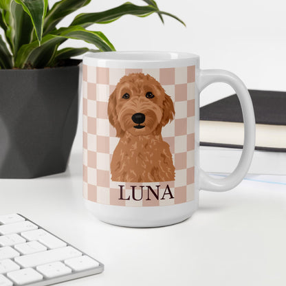 Personalized Retro Golden Doodle Mug, labradoodle mug, dog mom coffee mug, golden doodle gifts, name puppy mugs, groodle cup, pet mama gift