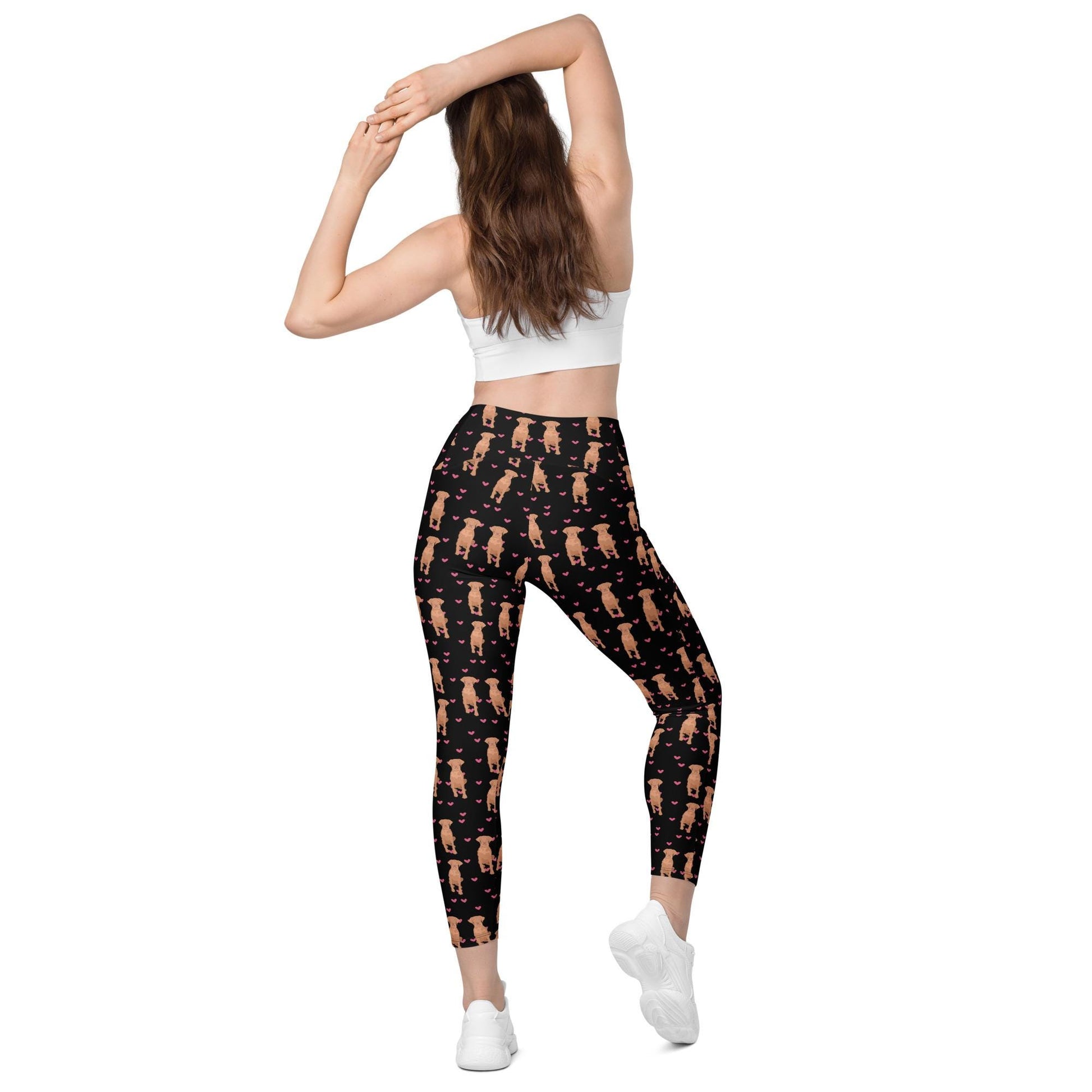 Hearts Vizsla Leggings With Pockets | Inclusive Sizing 2XS To 6XL | Vizsla Mom Gifts