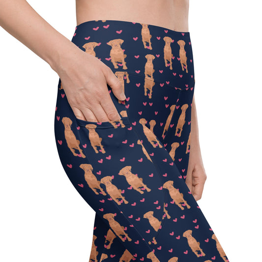 Hearts Vizsla leggings with pockets for women