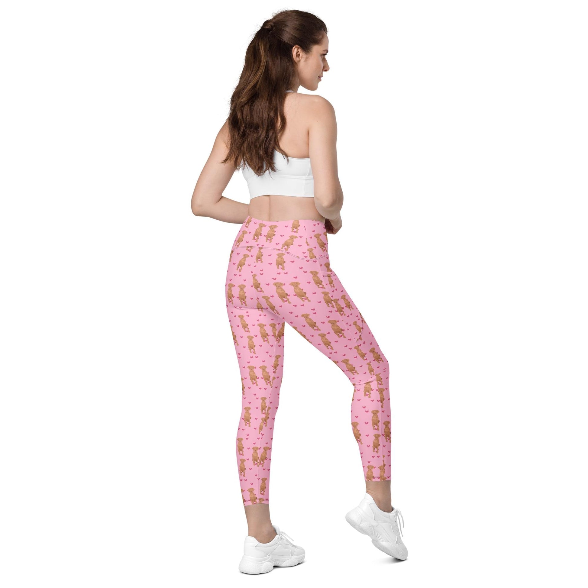 Hearts Vizsla Leggings With Pockets For Women | Inclusive Sizing 2XS To 6XL | Vizsla Mom Gifts, hungarian pointer dog owner bottoms