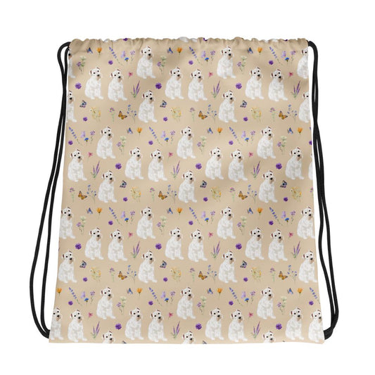 Botanical miniature Schnauzer drawstring bag