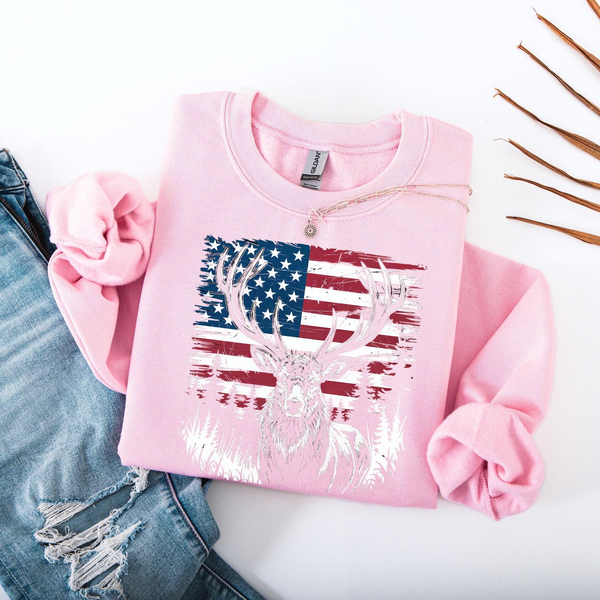 Unisex American Deer Summer Shirt, patriotic buck sweatshirt, hunter t-shirt, retro festival tee, vacation shirt for women and men
