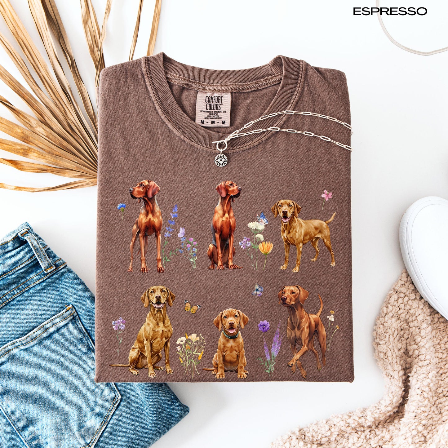 Wildflower Hungarian Vizsla dog comfort colors 1717 shirt espresso