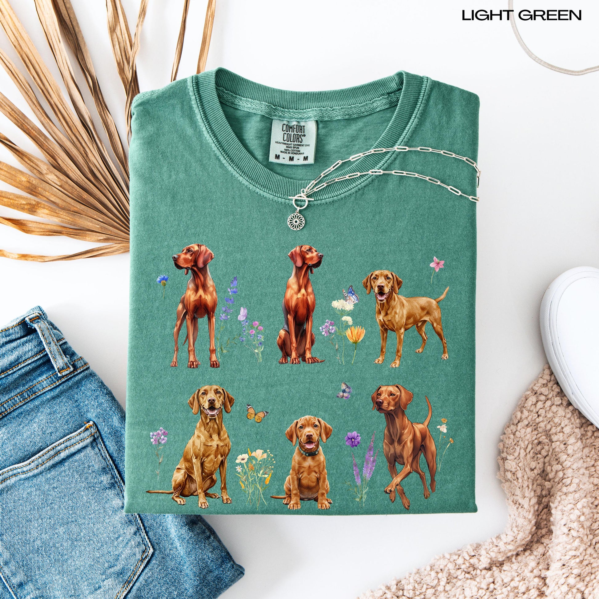 Wildflower Hungarian Vizsla dog comfort colors 1717 shirt light green