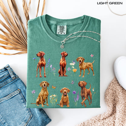 Wildflower Hungarian Vizsla dog comfort colors 1717 shirt light green