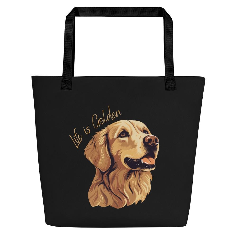 Life Is Golden Dog Mom Tote Bag for golden owners