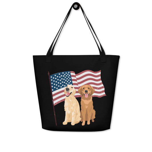 American Golden Retriever Tote Bag for the 4th of July patriotic American celebrations