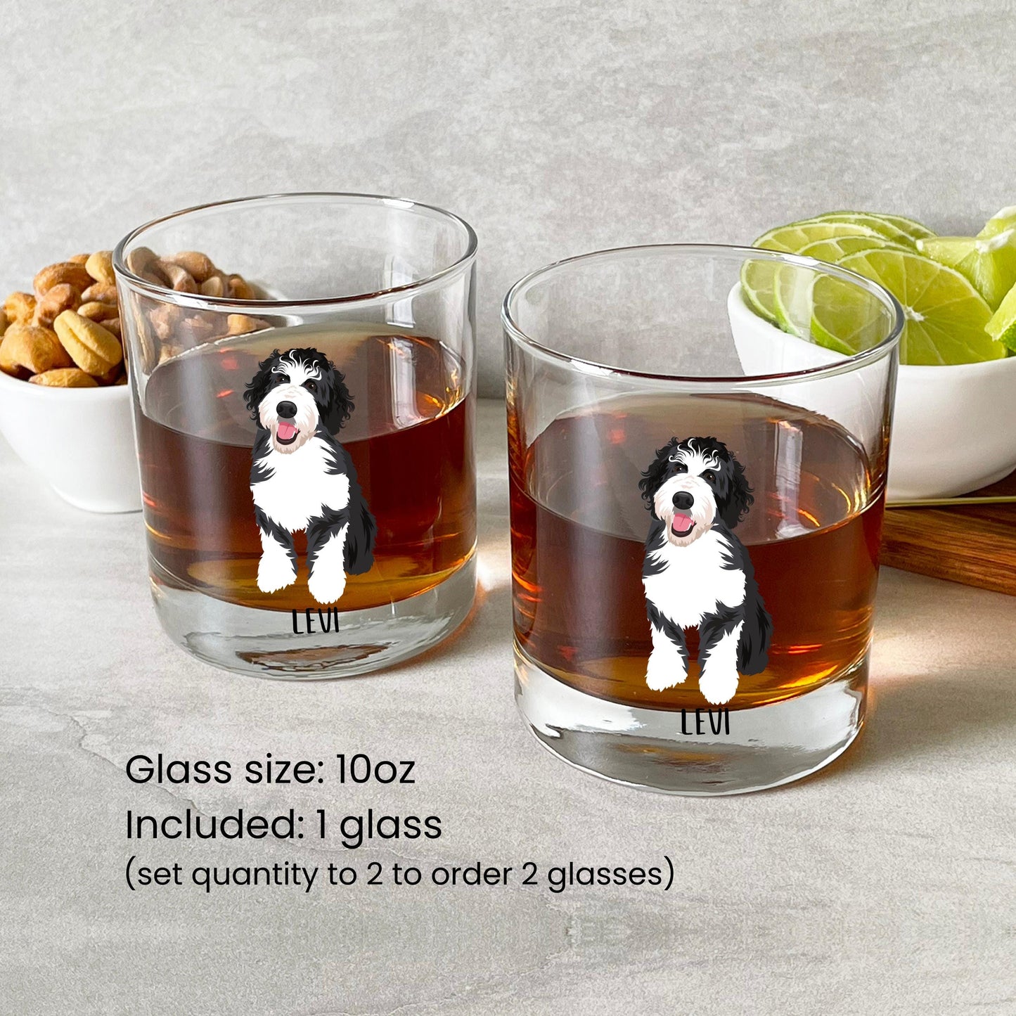 Personalized Bernedoodle Dad Rocks Glass, dog dad whiskey glass, Bernedoodle gift, custom rocks glass, 10oz glassware, husband birthday gift