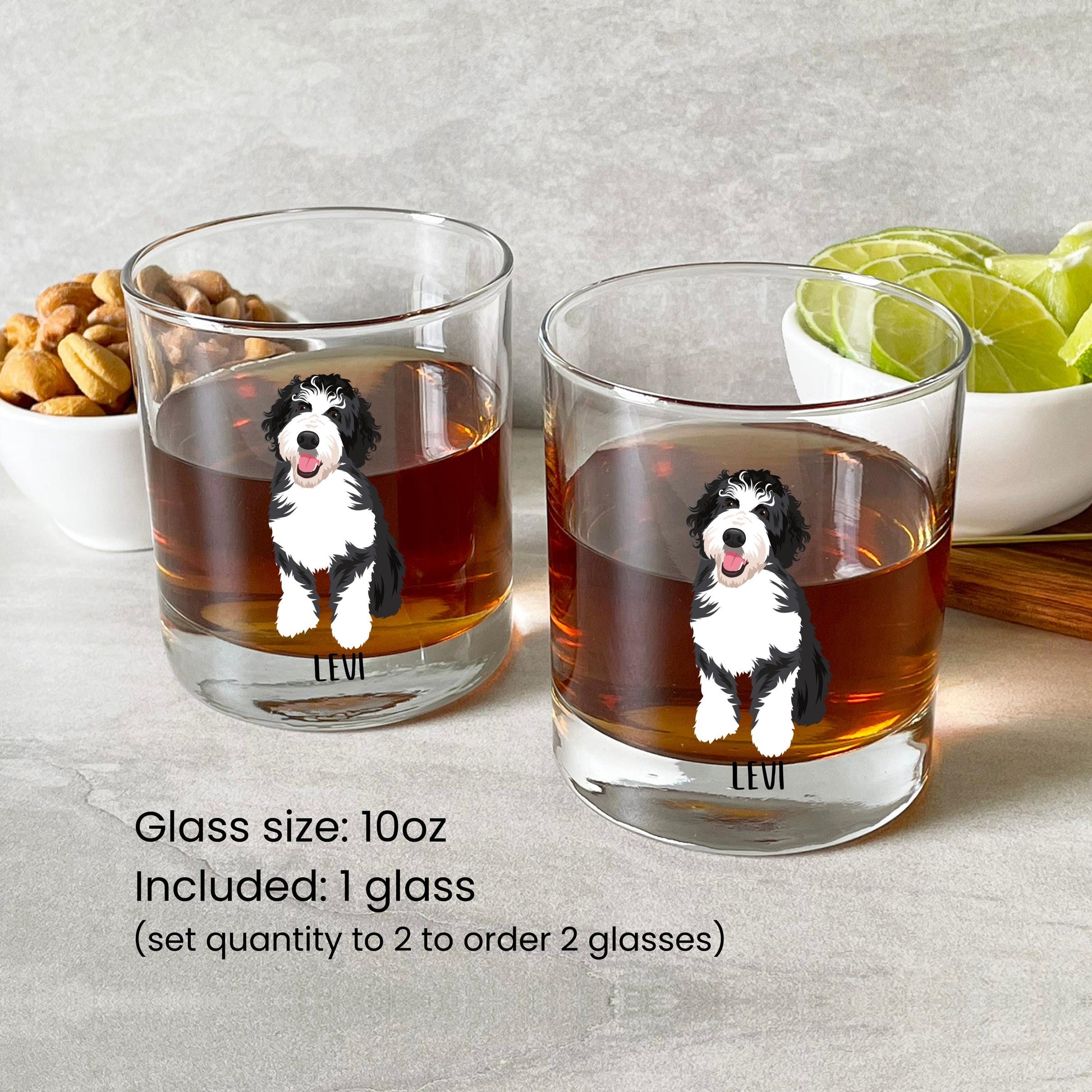 Personalized Bernedoodle Dad Rocks Glass, dog dad whiskey glass, Bernedoodle gift, custom rocks glass, 10oz glassware, husband birthday gift