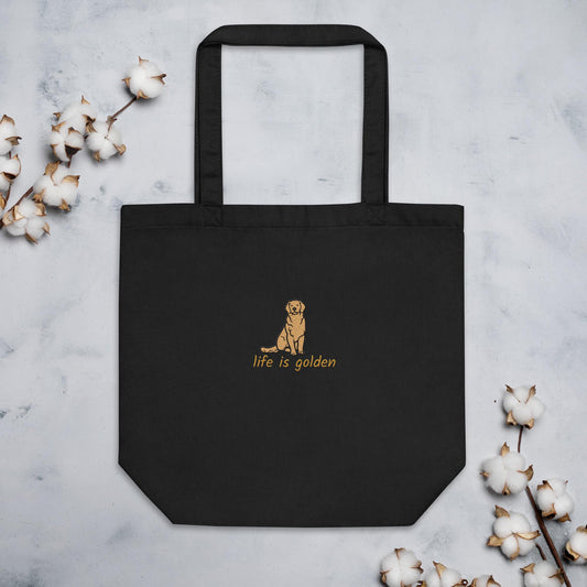 Life Is Golden Retriever Tote Bag | Organic Cotton