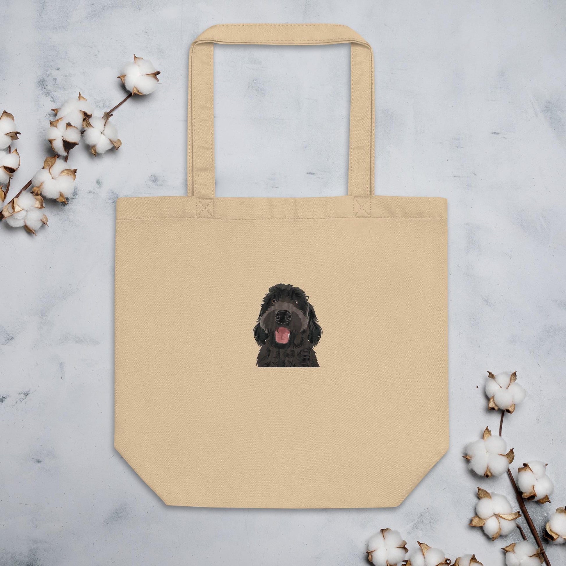Black Golden Doodle Tote Bag | Embroidered | Organic Cotton